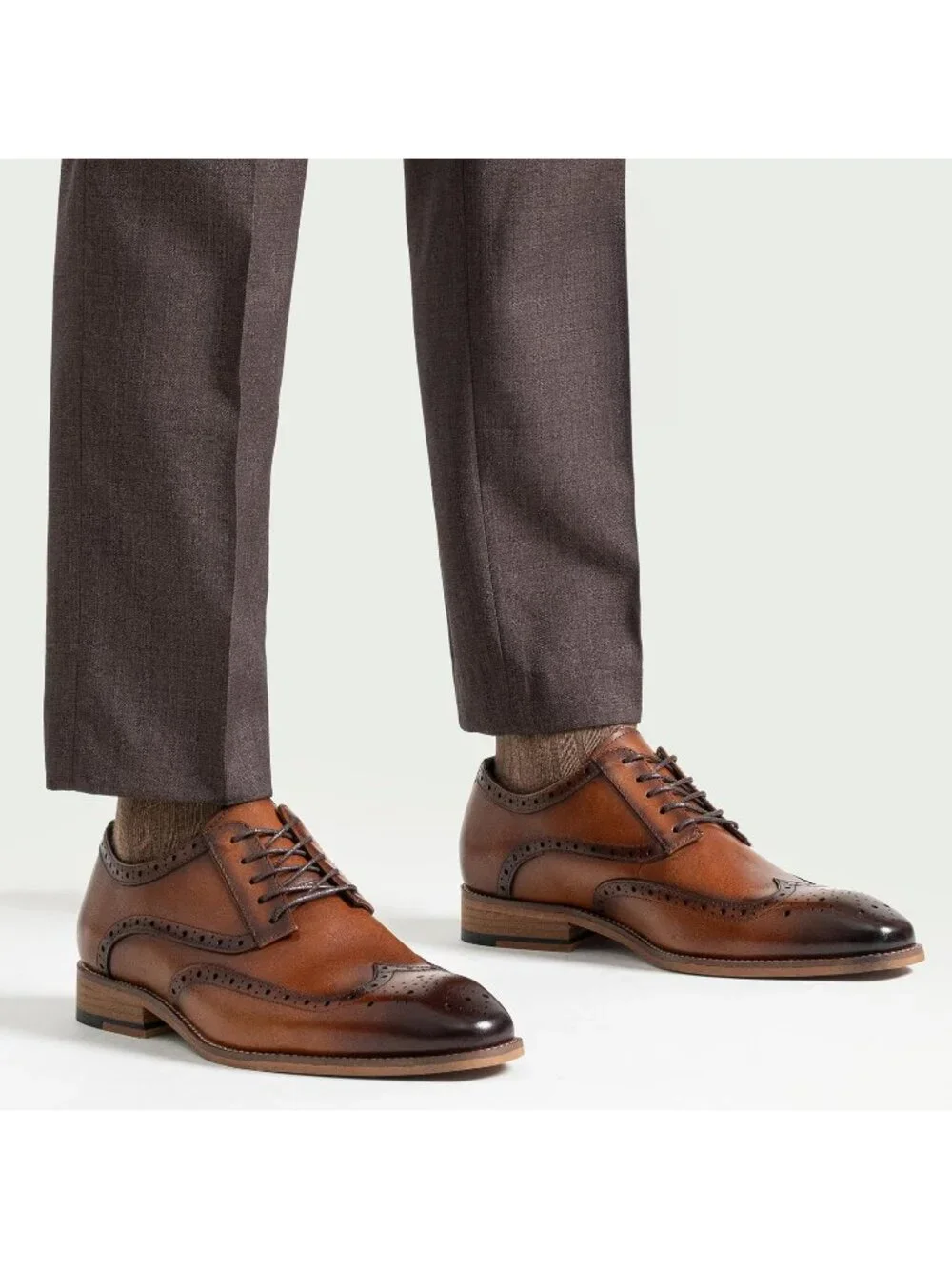 Men's Brown Lace LaTeX Insoles Classic Oxford Business Formal Dress Shoes
